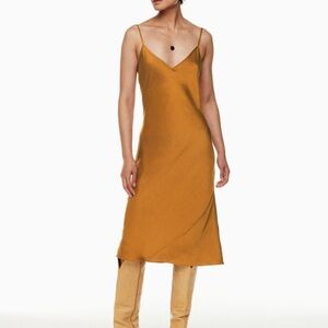 Aritzia Wilfred Mustard Slip Dress